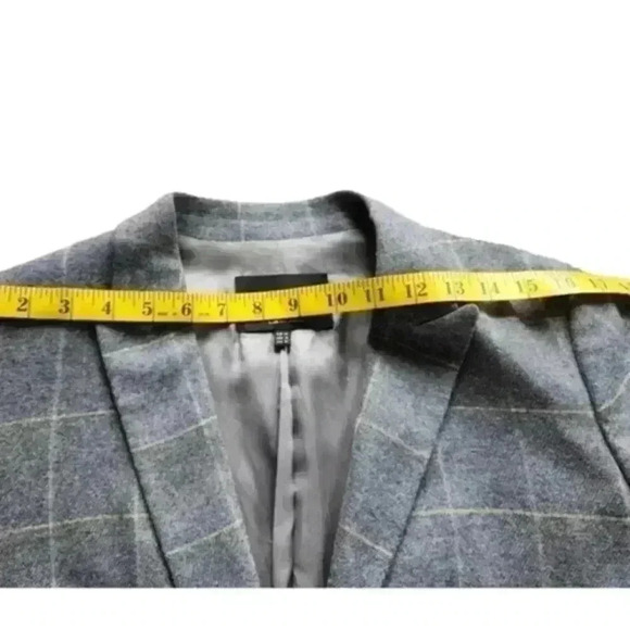 Massimo Dutti Slim Fit Checked Wool Suit Blazer Check Grey Yellow Women's 10 - Picture 12 of 16